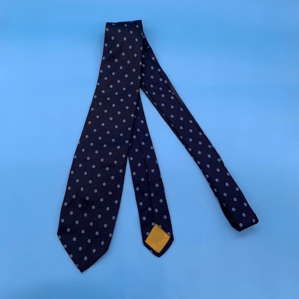 Vintage Christian Dior Blue Polka Dot All Silk Men's Classic Neck Tie‎